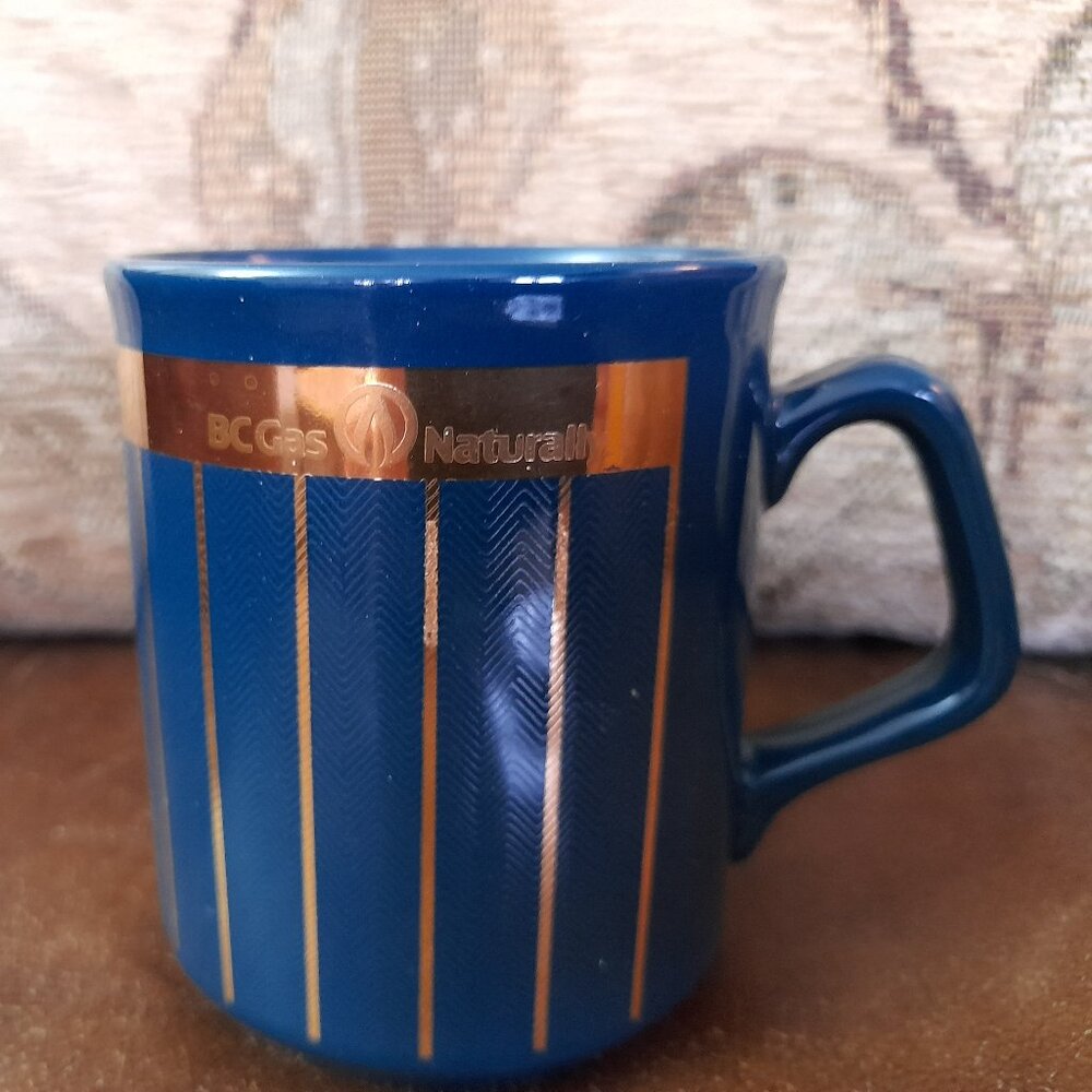 Vintage "BC Gas" Mug Teal Blue Green Gold Coffee Tea Cup
